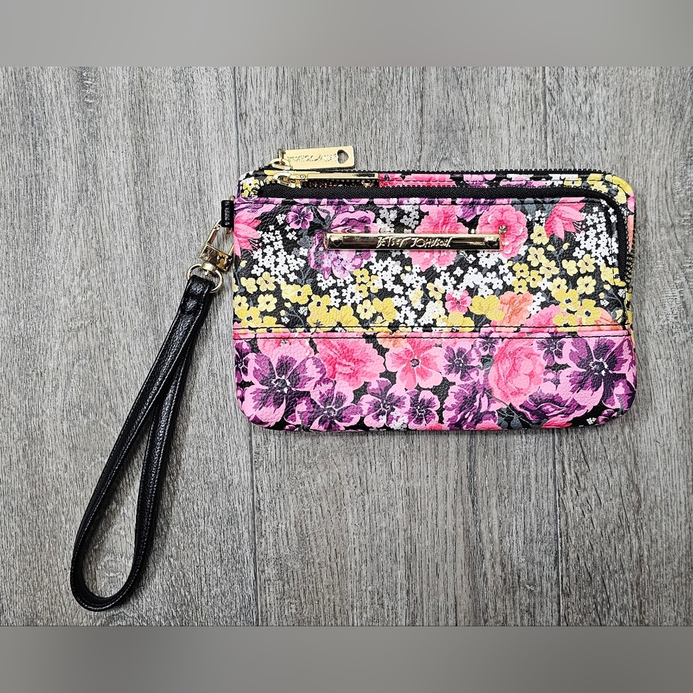 Betsey Johnson Pink and Yellow Floral Wristlet